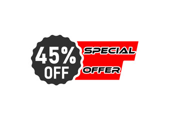 45 percent off discount label and sale banner