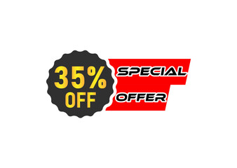 35 percent off discount label and sale banner