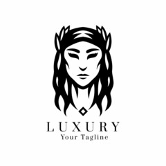 Woman silhouette logo design vector