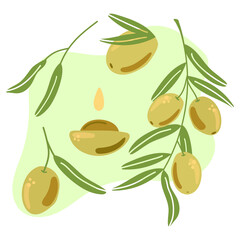 Set of hand drawn olives. Flat illustration.