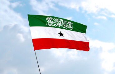 Flag of Somaliland, realistic 3d rendering in front of blue sky