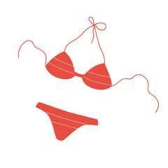 Swimsuit beauty accessory, summer beach vacation vector illustration. Cartoon bikini swimsuit to sunbathe and swim in water pool, ocean or sea isolated on white