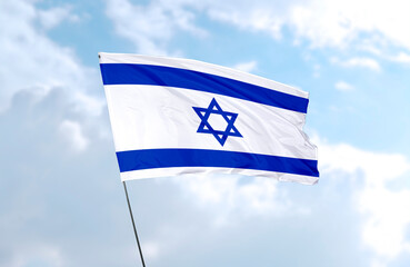 Flag of Israel, realistic 3d rendering in front of blue sky