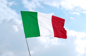 Flag of Italy, realistic 3d rendering in front of blue sky