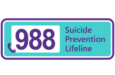 988 Sticker-like graphic with American suicide prevention phone number as a motif. - obrazy, fototapety, plakaty