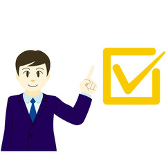 スーツの男性とチェック項目のイラスト