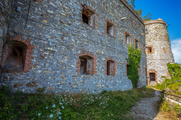 View of Forte Sperone (Fort Sperone) , one of the most important and better preserved structures of the fortifications of Genoa, Italy.