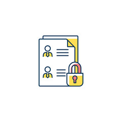 Employee data protection RGB color icon. Safeguarding personal data in workplace. Managing personnel files. Properly securing employee records. Isolated vector illustration. Simple filled line drawing