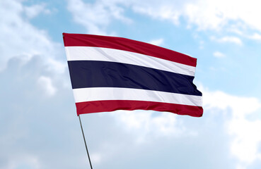Flag of Thailand, realistic 3d rendering in front of blue sky