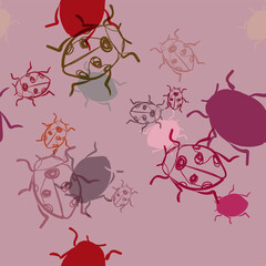 ladybug insect bug vector seamless bright pattern multicolor