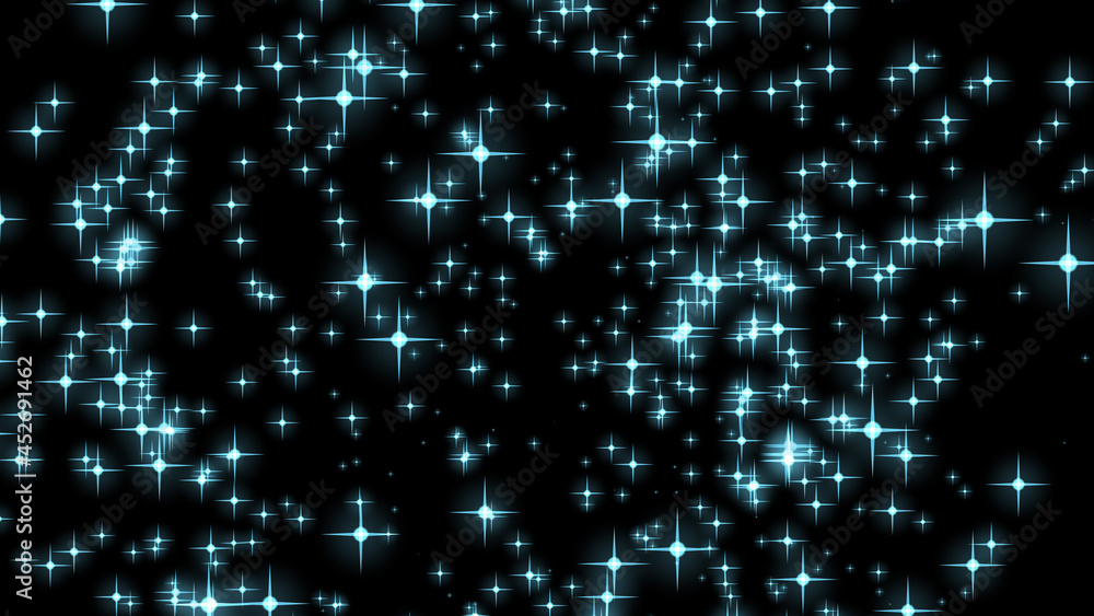 Poster abstract chaotic movement of particles similar to stars in infinite space. beautiful background of a
