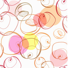 peach juicy fruit vector seamless bright pattern multicolor