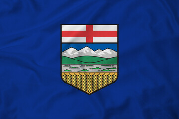 Flag of Alberta, realistic 3d rendering with texture - obrazy, fototapety, plakaty