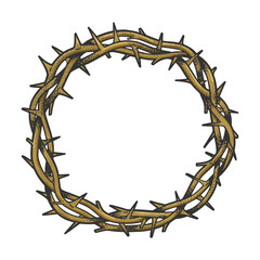 Crown of thorns sketch raster illustration