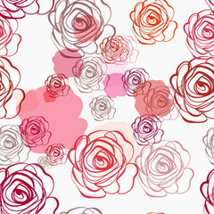 rose off white red flower vector seamless bright pattern multicolor