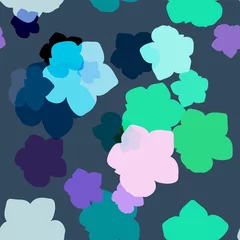 Foto op Canvas blue pink shaped flower vector seamless bright pattern multicolor © CharlieNati