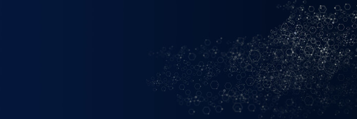 Abstract dark background with connecting dots and lines.