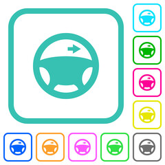 Car turn right signal dashboard light vivid colored flat icons