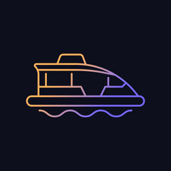 Water taxi gradient vector icon for dark theme. Traveling across harbour. Water bus. Ferry service. Sightseeing trip. Thin line color symbol. Modern style pictogram. Vector isolated outline drawing