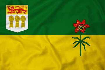 Flag of Saskatchewan, realistic 3d rendering with texture