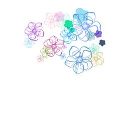 flower vector line bright colorful card background