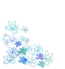 blue flower vector line bright colorful card background