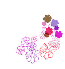 flower vector line bright colorful card background
