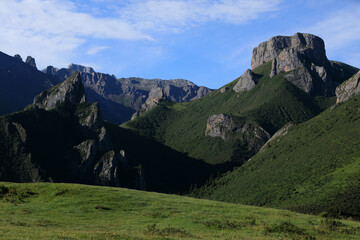 High altitude grassland mountain landscape