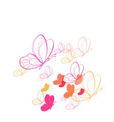 butterfly summer magic vector line bright colorful card background