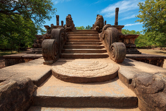 Audience Hall of King Parakramabahu ruins in ancient city Pollonaruwa, Sri Lanka