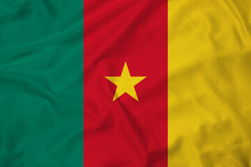 Flag of Cameroon, realistic 3d rendering with texture