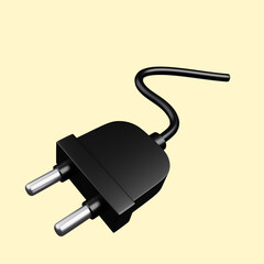 3d illustration of simple icon cable plug
