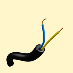 3d illustration of simple icon cable