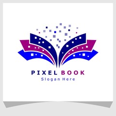 pixel book logo design template