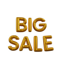 3d illustration of discount golden balloon concept big sale