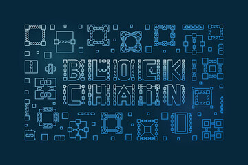 Block Chain vector blue line illustration - Blockchain banner