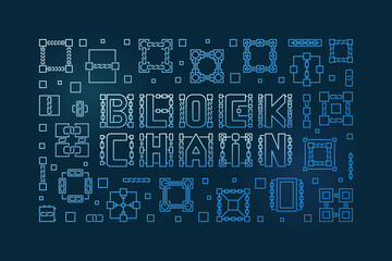 Block Chain vector blue line illustration - Blockchain banner