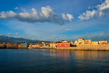 Fototapeta na wymiar Picturesque old port of Chania, Crete island. Greece
