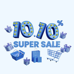 3d illustration of discount super sale 10.10