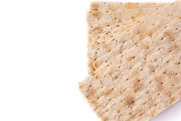 Traditional matzah bread isolated on white background
