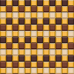 Seamless pattern made of chocolate cubes, sweets. Colored vector background.