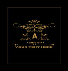 vintage monogram logo with royal gold template