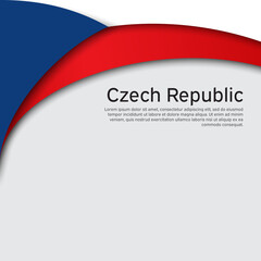 Fototapeta premium Cover, banner in state colors of czech republic. Czech Republic abstract wavy flag. Paper cut style. Creative background for patriotic holiday card design. National Poster. Vector design