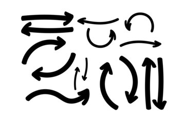 Set Of Hand Drawn Arrow Design. Vector Illustration