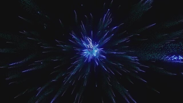 Astronaut falling in space and exploding stars. Space exploration concept.