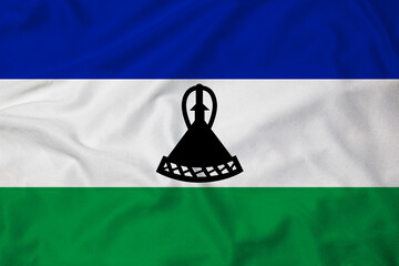 Flag of Lesotho, realistic 3d rendering with texture