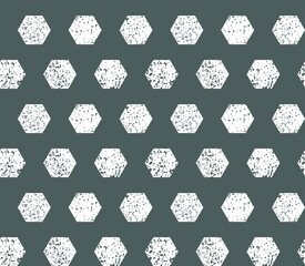 simple geometric pattern of white textured hexagons on a dark gray background
