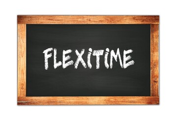FLEXITIME text written on wooden frame school blackboard.