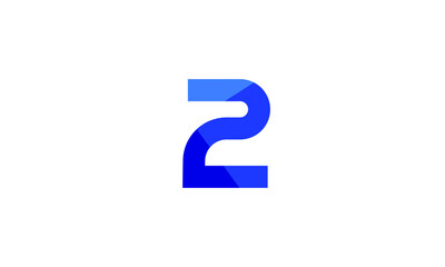 2 Number Modern Flat Blue Logo