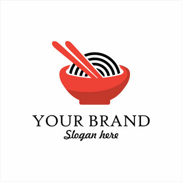 noodle bowl restaurant logo template vector icon. suitable for business related to ramen, noodles, fast food restaurant, Korean food, Japanese food 